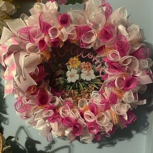 Vibrant Pink and Cream Floral Wreath